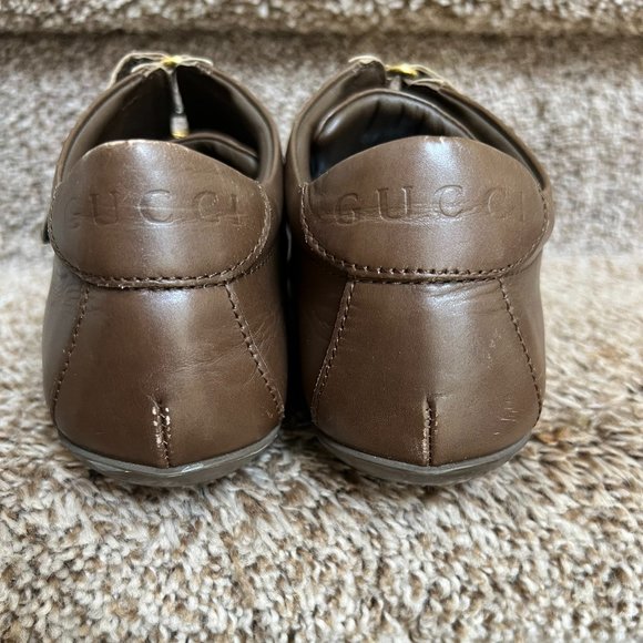 Gucci Women's Brown Leather Snap Strap Shoes . - Picture 9 of 16